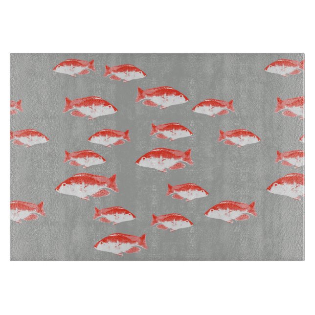 Roter und Grauer Fisch Schneidebrett (Vorderseite)