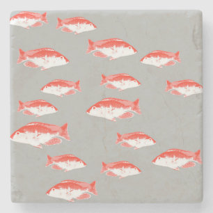 Roter und Grauer Fisch Steinuntersetzer