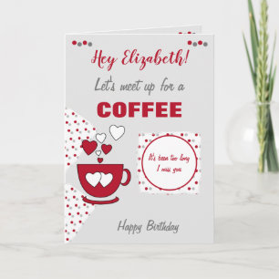 Roter und grauer Kaffee & Freunde zum Geburtstag Karte