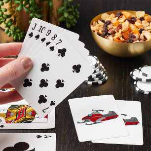 Roter und grauer Schneemobil Spielkarten