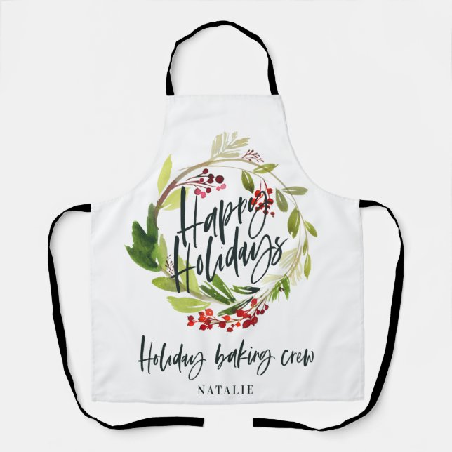 Roter und grüner Blattkranz Weihnachtsfeiertag Schürze (Vorderseite)