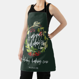 Roter und grüner Blattkranz Weihnachtsfeiertag Schürze