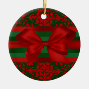 Roter und grüner Damast im Vintage-Look #2 mit Sch Keramikornament