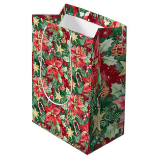 Roter und grüner Feiertags-Blumen-Zuckerstangen-Sc Mittlere Geschenktüte