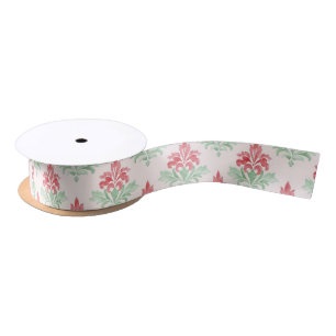 Roter und grüner grandmillennialer Weihnachtsdamas Satinband