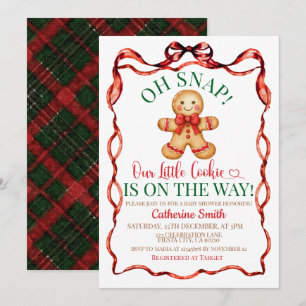 Roter und grüner Ingwerbrot-Weihnachts-Baby-Shower Einladung