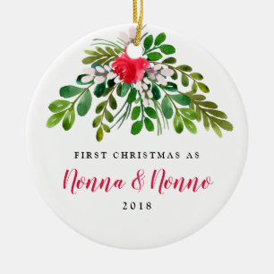 Roter und grüner Mistelzweig neues Nonna neues Keramik Ornament