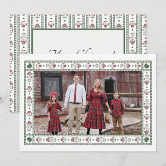 Roter und grüner Poinsettia-Blockdruck-Weihnachten Feiertagskarte