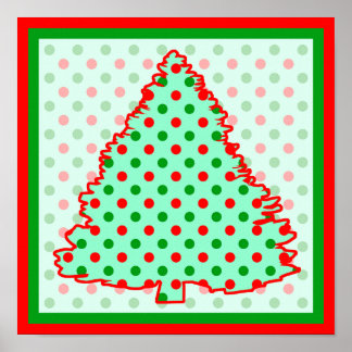 Roter und grüner Polka Dot Tree Poster