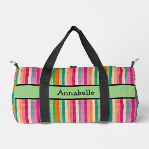 Roter und grüner Streifen Duffle Bag