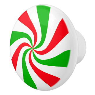 Roter und grüner Streifen Peppermint Candy Swirl Keramikknauf