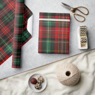 Roter und grüner Tartan Kariert Geschenkpapier