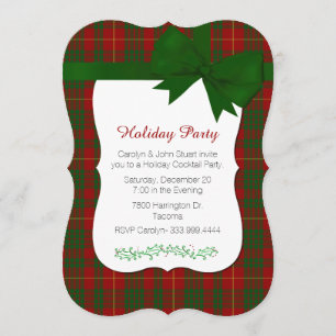 Roter und grüner Tartan-kariertes Einladung