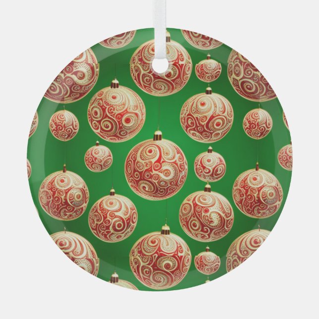 Roter und grüner Urlaub Ornament Aus Glas (Vorderseite)