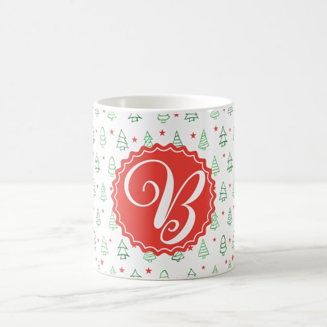 Roter und grüner Weihnachtsbaum Kaffeetasse (Mittel)