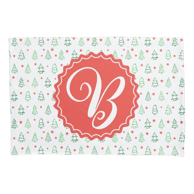 Roter und grüner Weihnachtsbaum Kissenbezug (Vorderseite)