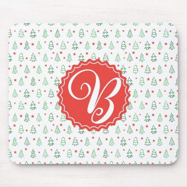 Roter und grüner Weihnachtsbaum Mousepad (Vorne)
