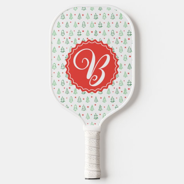 Roter und grüner Weihnachtsbaum Pickleball Schläger (Vorderseite)