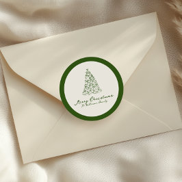 Roter und grüner Weihnachtsbaum Runder Aufkleber