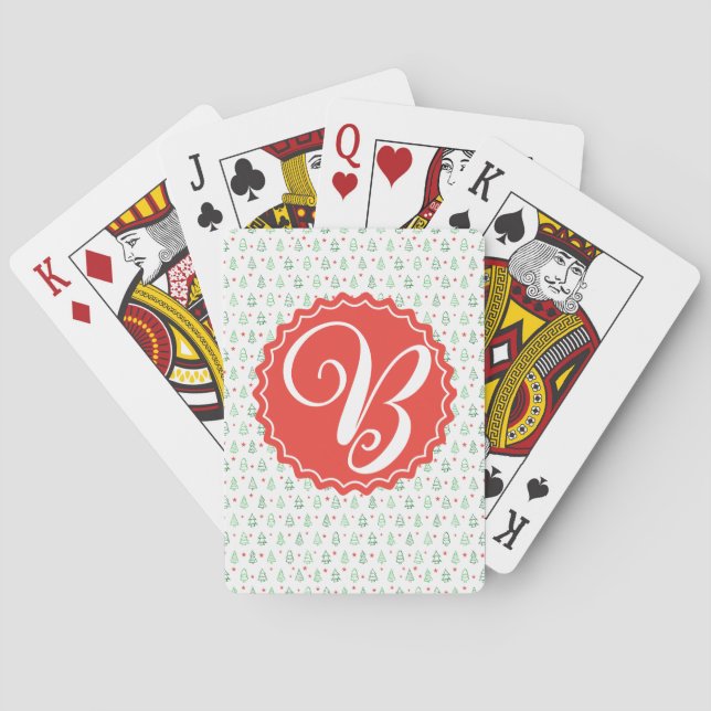 Roter und grüner Weihnachtsbaum Spielkarten (Rückseite)