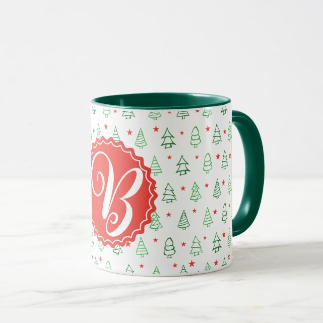 Roter und grüner Weihnachtsbaum Tasse (VorderseiteRechts)