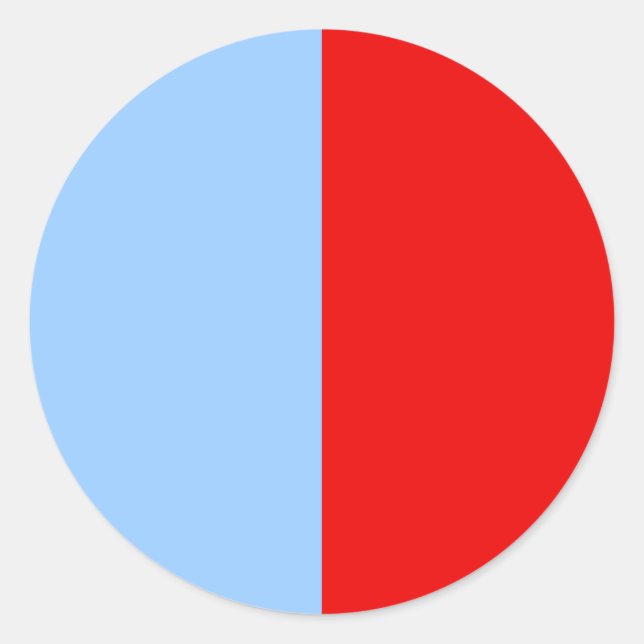 Roter und hellblauer Farbblock Runder Aufkleber (Vorderseite)