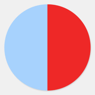 Roter und hellblauer Farbblock Runder Aufkleber