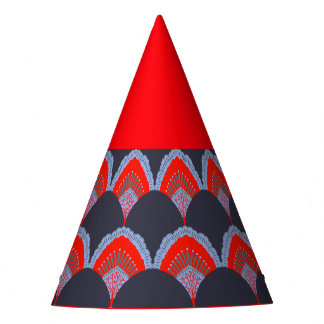 Roter und Marineblauer Pfauenfeder-Partyhut Partyhütchen