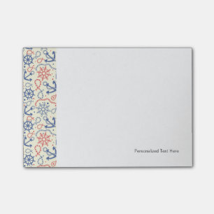 Roter und marinierter Hintergrund mit Anker Post-it Klebezettel