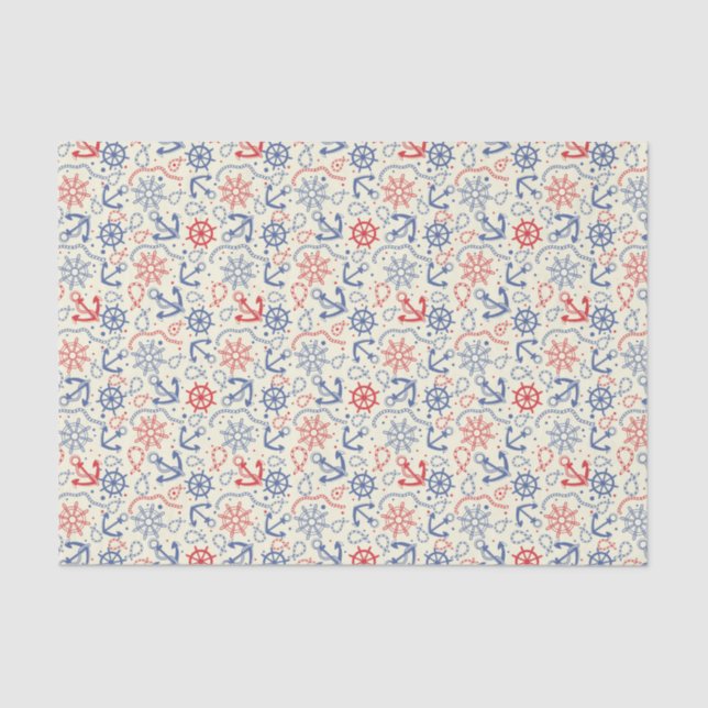 Roter und marinierter Hintergrund mit Anker Seidenpapier (Vorderseite)