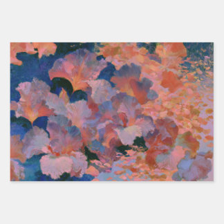 Roter und Messing-Blumen-Impressionist Geschenkpapier Set