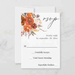 Roter und oraler Fall Floral UAWG RSVP Karte