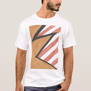 Roter und orange geometrischer Motiv-T - Shirt