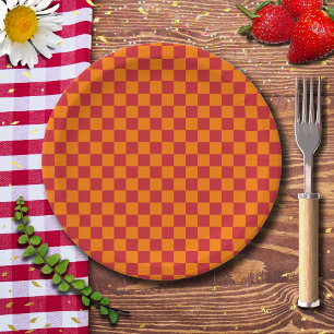 Roter und orangefarbener Motor Vintag Pappteller