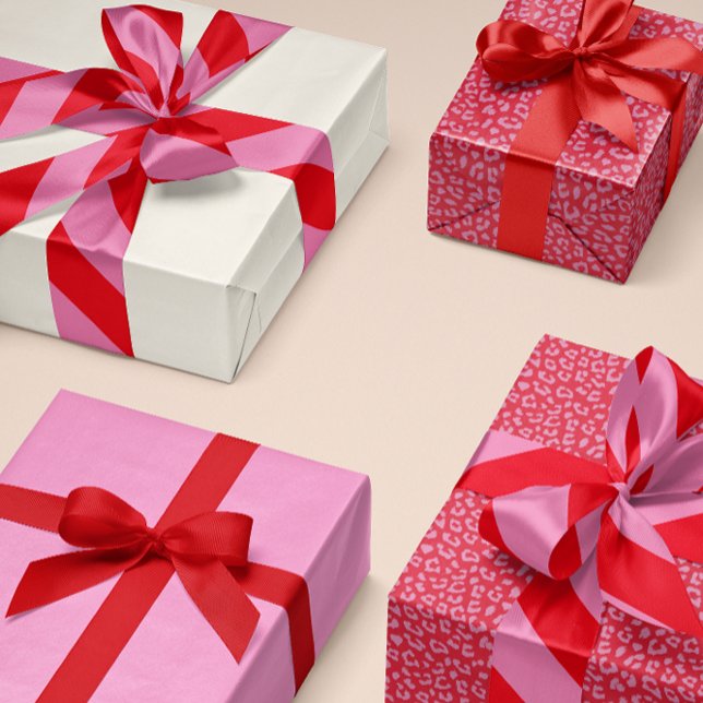 Roter und rosa breiter Streifen Satinband (preppy and fun red and pink wide angled stripe patterned gift wrap and crafting ribbon)