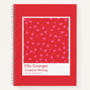 Roter und rosa floraler Notizblock Notizbuch