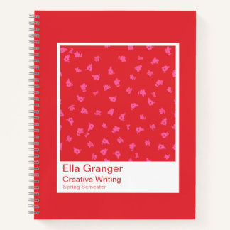 Roter und rosa floraler Notizblock Notizbuch