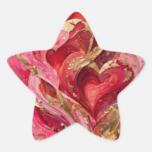 Roter und rosa goldener Wirbel-Party-Aufkleber Stern-Aufkleber