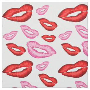 Roter und rosa Lippenstift-Druck Stoff