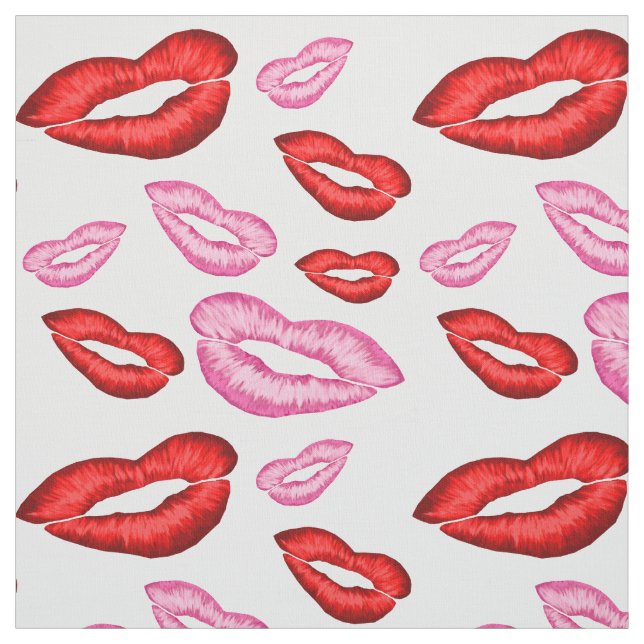 Roter und rosa Lippenstift-Druck Stoff (Muster)