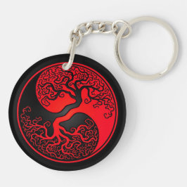 Roter und schwarzer Baum des Lebens Yin Yang Schlüsselanhänger