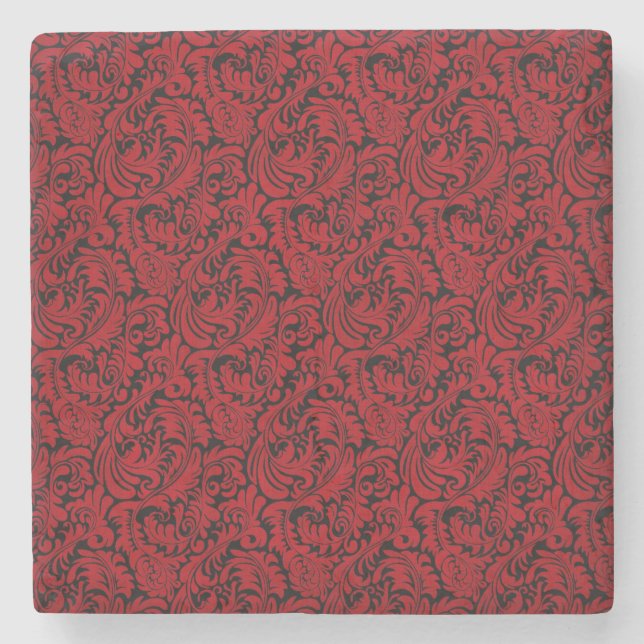ROTER UND SCHWARZER BELAUBTER ENTWURF STEINUNTERSETZER (Vorderseite)