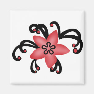 Roter und schwarzer Blumenmagnet Magnet