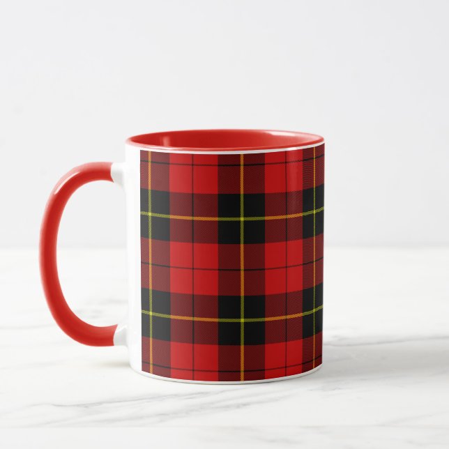 Roter und schwarzer Clan-WallaceTartan Tasse (Links)