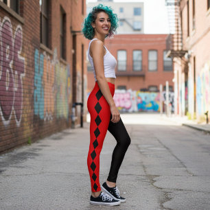 Roter und schwarzer Diamant-Harlekin Leggings