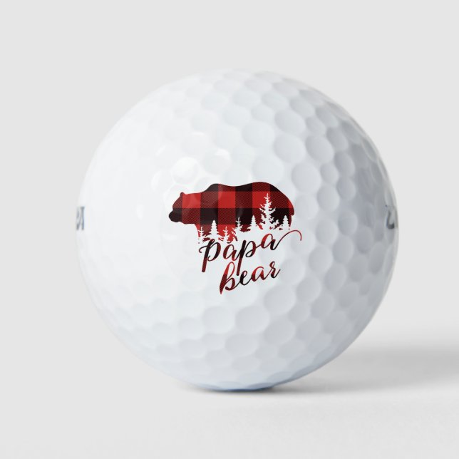 Roter und schwarzer Flannel Papa Bear Golfball (Vorderseite)