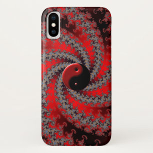 Roter und schwarzer Fraktal Yin-Yang iPhone Kasten iPhone X Hülle