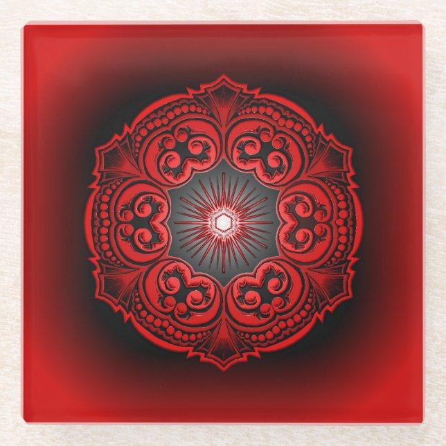 Roter und schwarzer GlasUntersetzer (Vorderseite)