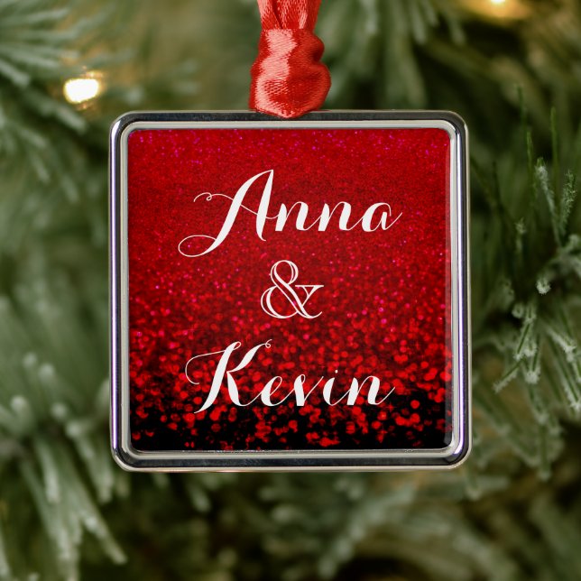 Roter und schwarzer Glitzer Ombre Ornament Aus Metall (Baum)