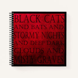 Roter und schwarzer gotischer Text Notizbuch